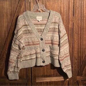 Pink Rose Patterned Cardigan